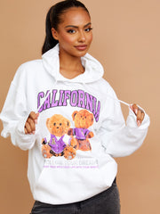California Teddy Graphic Print Hoodie