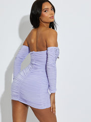 Slinky ruches bardot bodycon jurk
