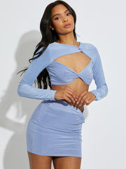 Cut Out Twist Front Crop Top & Skirt Co-ord