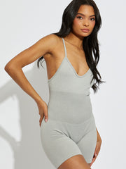 Strappy Ribbed Basic Unitard
