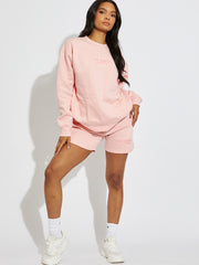 Geborduurd Los Angeles Sweatshirt & Shorts Fleece coördin