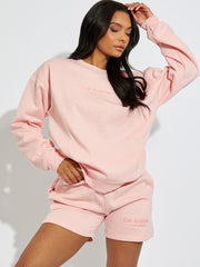 Geborduurd Los Angeles Sweatshirt & Shorts Fleece coördin