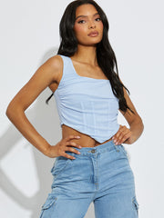 Square Neck Mesh Crop Top