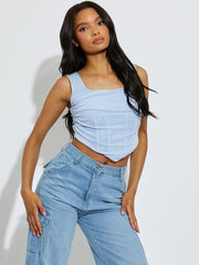 Square Neck Mesh Crop Top