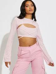2 Piece Tie Knot Ribbed Crop Top