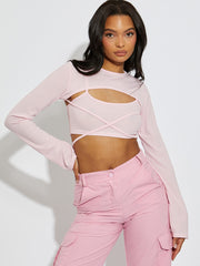2 Piece Tie Knot Ribbed Crop Top