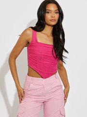 Square Neck Mesh Crop Top