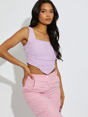 Square Neck Mesh Crop Top