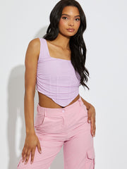 Square Neck Mesh Crop Top
