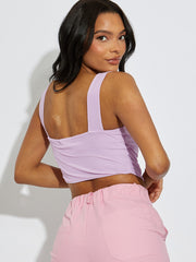 Square Neck Mesh Crop Top