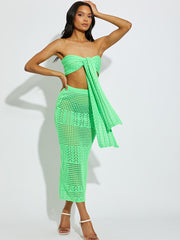 Knitted Tie Knot Bandeau Bralet & Maxi Skirt Co-ord