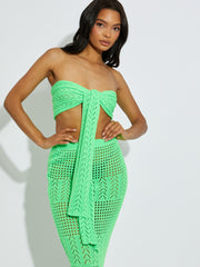 Knitted Tie Knot Bandeau Bralet & Maxi Skirt Co-ord
