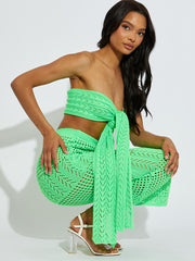 Knitted Tie Knot Bandeau Bralet & Maxi Skirt Co-ord