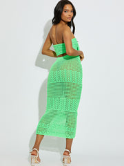 Knitted Tie Knot Bandeau Bralet & Maxi Skirt Co-ord