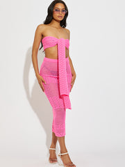 Knitted Tie Knot Bandeau Bralet & Maxi Skirt Co-ord