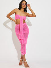 Knitted Tie Knot Bandeau Bralet & Maxi Skirt Co-ord
