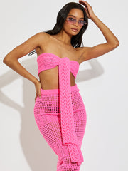 Knitted Tie Knot Bandeau Bralet & Maxi Skirt Co-ord