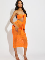 Knitted Tie Knot Bandeau Bralet & Maxi Skirt Co-ord