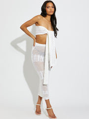 Knitted Tie Knot Bandeau Bralet & Maxi Skirt Co-ord