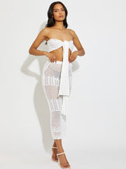 Knitted Tie Knot Bandeau Bralet & Maxi Skirt Co-ord
