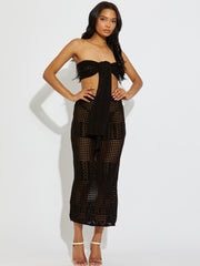 Knitted Tie Knot Bandeau Bralet & Maxi Skirt Co-ord