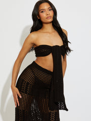 Knitted Tie Knot Bandeau Bralet & Maxi Skirt Co-ord