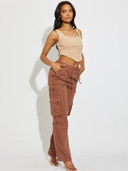 Wide Leg Combat Cargo Trousers
