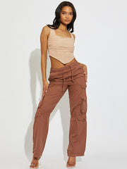 Wide Leg Combat Cargo Trousers