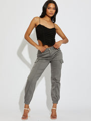 Cuffed Hem Cargo Trousers