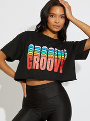 Oversized GROOVY Graphic Crop Top