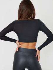 Square Neck Slinky Ruched Crop Top