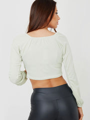 Tie Knot Keyhole Front Ribbed Crop Top