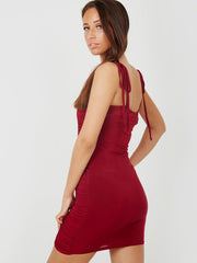 Tie Knot Strap Ruched Dress