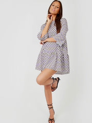 Ananas print franje gelaagde kokerjurk