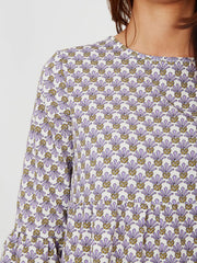 Ananas print franje gelaagde kokerjurk