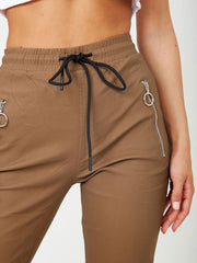 Mock Zip Pocket Canvas Trouser