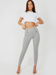 Mock Button High Waist Jeggings Multi Pack