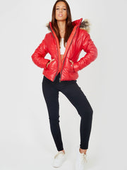 Gevoerde faux bont capuchoned jas