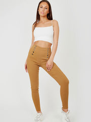 Mock Button High Waist Jeggings Multi Pack