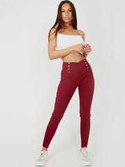 Mock Button High Waist Jeggings Multi Pack