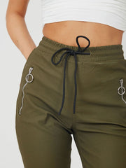 Mock Zip Pocket Canvas Trouser