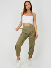 Studded Utility Pocket Belted Canvas Trouser