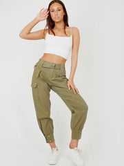 Studded Utility Pocket Belted Canvas Trouser