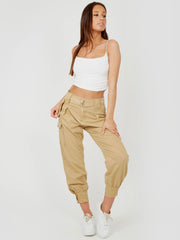 Studded Utility Pocket Belted Canvas Trouser