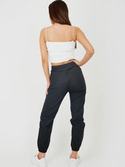 Mock Zip Pocket Canvas Trouser