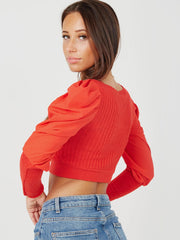 Wrap Front Knitted Ribbed Crop Top