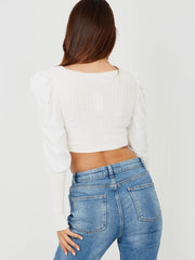 Wrap Front Knitted Ribbed Crop Top