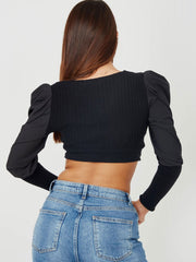 Wrap Front Knitted Ribbed Crop Top