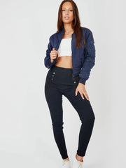 Pull-Ring Zip-Up Bomber Jacket