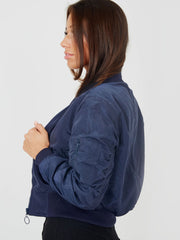 Pull-Ring Zip-Up Bomber Jacket